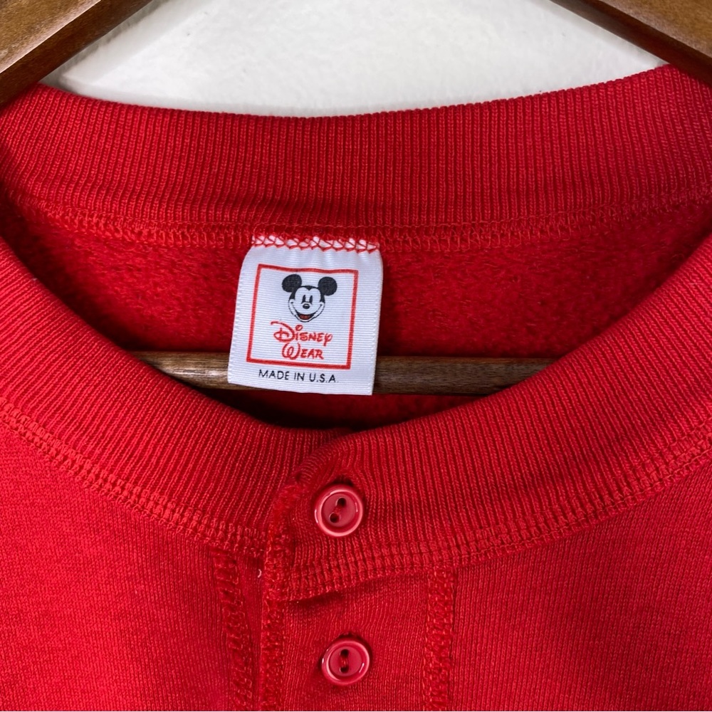 Vintage 90s Disney wear Mickey embroidered Henley sweatshirt unisex size large - Picture 6 of 11